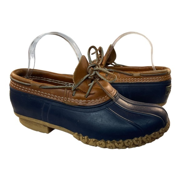 L.L. Bean Shoes - LL BEAN Duck Shoes Blue/Tan Classic Rain Muck Boots Size 9.5